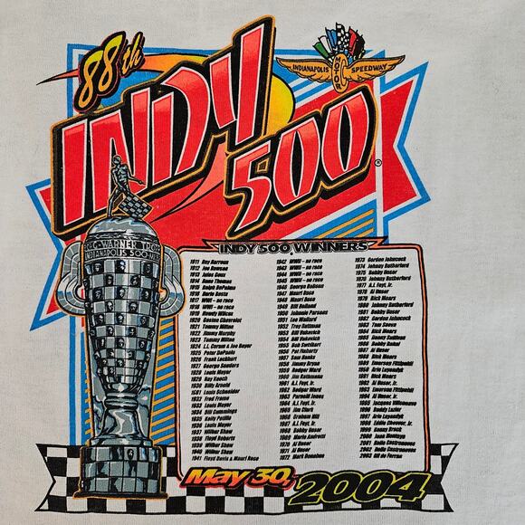 Indy 500 88th Indianapolis Motorsport Racing 2004 VTG T-Shirt | Youth 14-16 - Picture 8 of 16